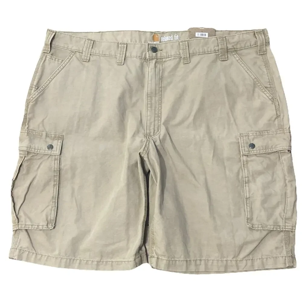 CARHARTT Cargo Shorts Relaxed Rugged Khaki Tan Big‎ Sz 46 100% Cotton NWT Hiking